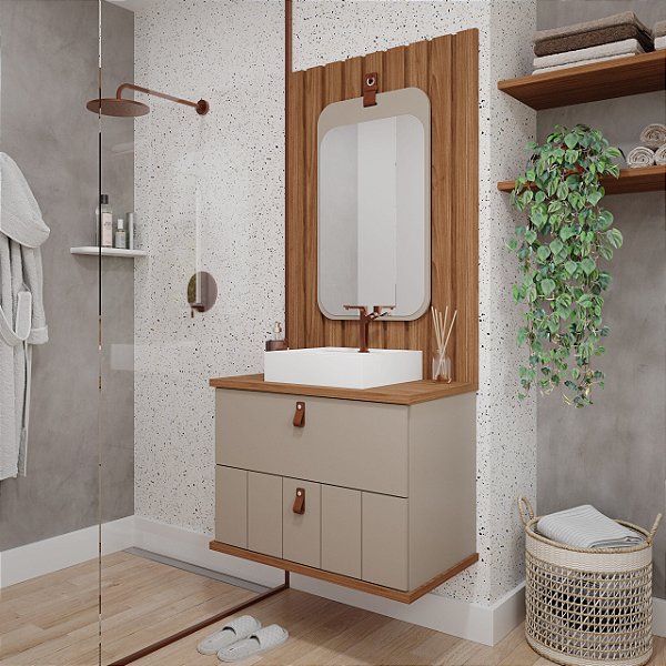 ARMÁRIO MILANO + ESPELHEIRA MONET + PAINEL RIPADO