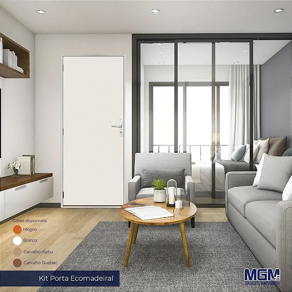 KIT PORTA DE MADEIRA BRANCA