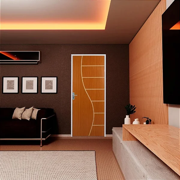 KIT PORTA DE MADEIRA FRISADA