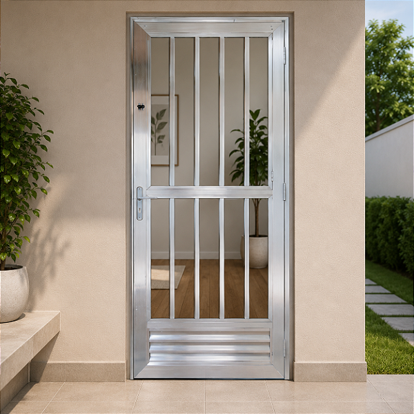 Porta Metalxá Alumínio Palito 2,10 x 80cm ESQUERDA