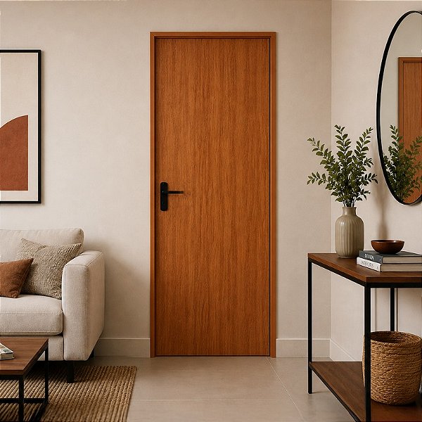 Porta CLM Madeira Lisa Mogno 60cm Direita