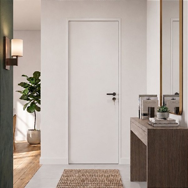 Porta CLM Madeira Lisa 1 Branca 70cm Esquerda