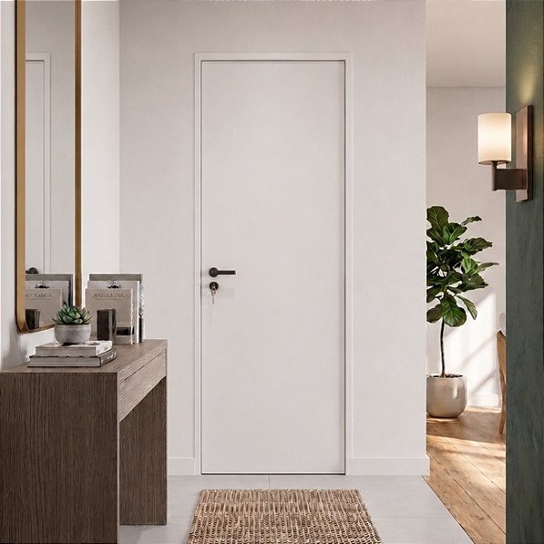 Porta CLM Madeira Lisa 1 Branca 70cm Direita