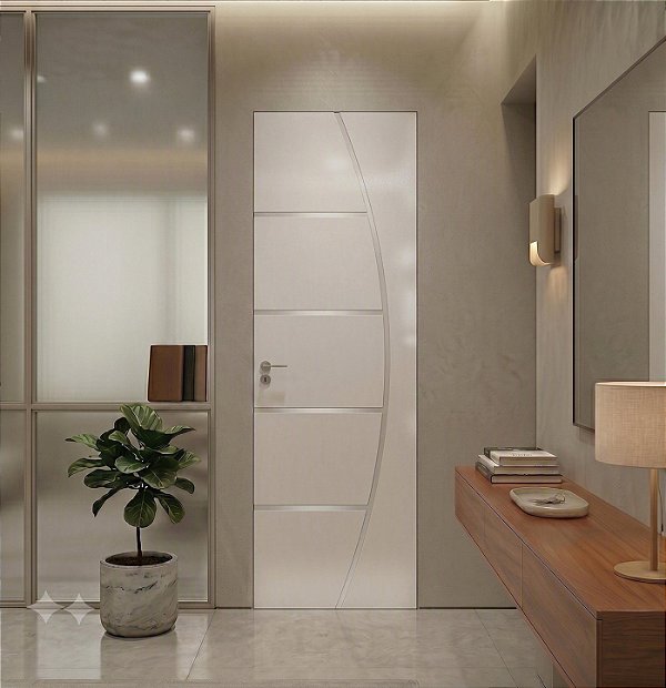 Porta Brilhante Madeira Branca R04 80cm Direita
