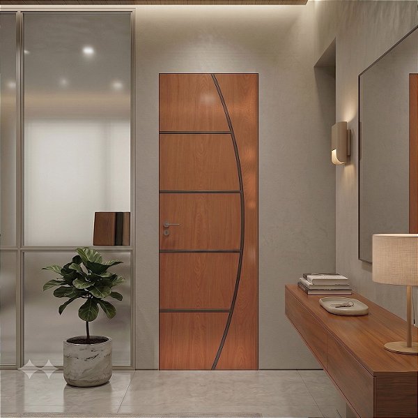 Porta Brilhante Madeira Mogno R02 80cm Direita