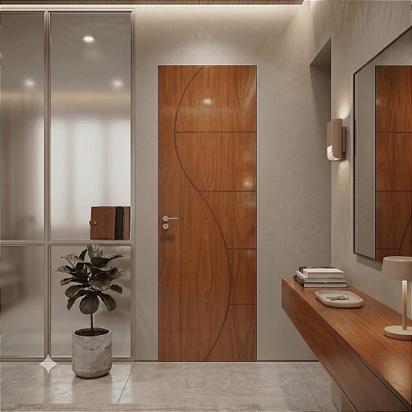 Porta Brilhante Madeira Mogno R04 80cm Direita