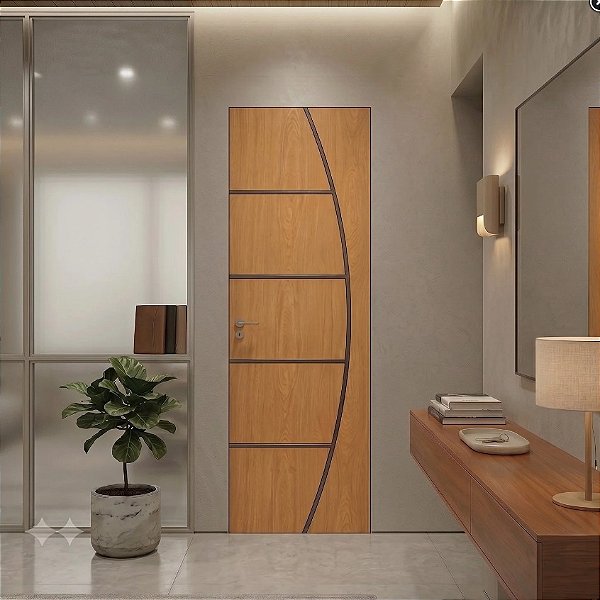 Porta Brilhante Madeira Angelim R02 70cm Direita