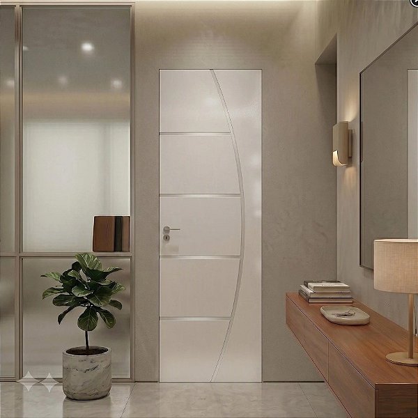 Porta Brilhante Madeira Branca R04 60cm Direita
