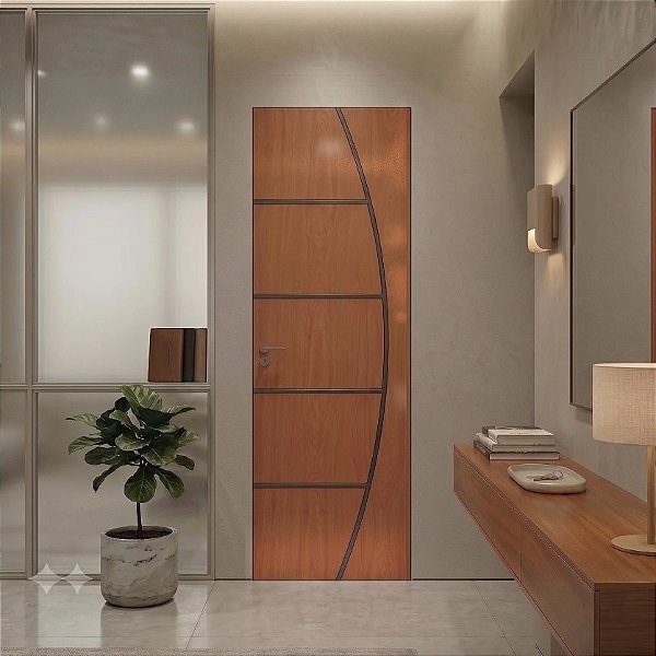 Porta Brilhante Madeira Mogno R02 70cm Direita