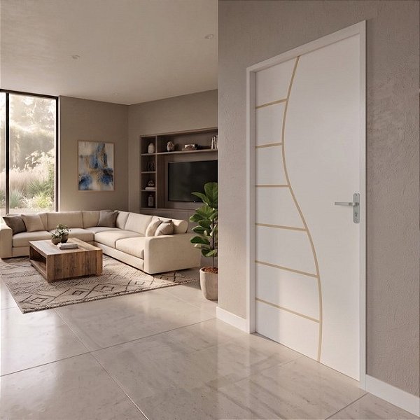 Porta MGM Madeira Branca Cantareira 70cm Esquerda