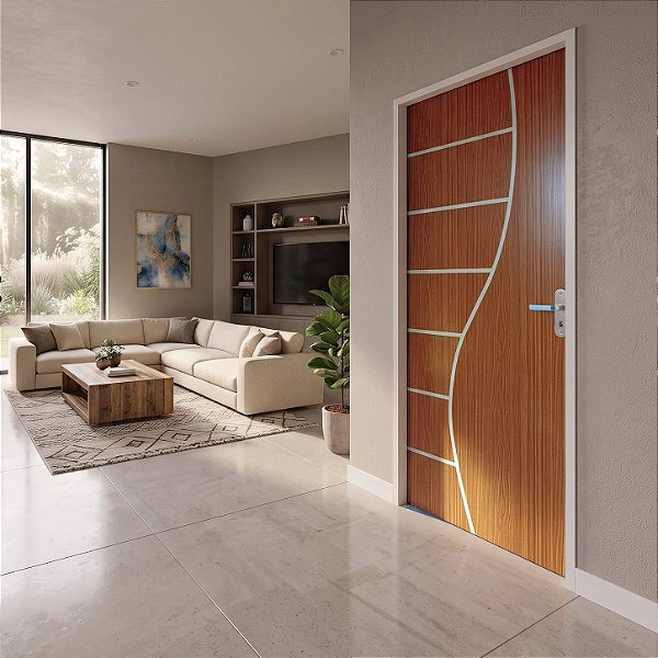 Porta MGM Madeira Mogno Cantareira 60cm Esquerda