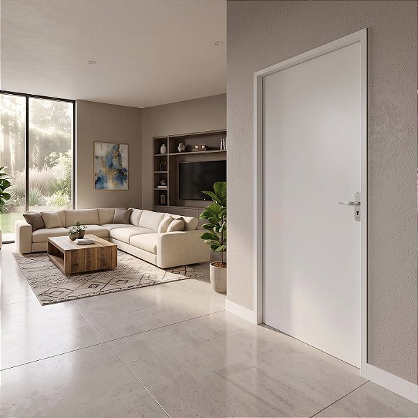 Porta MGM Madeira Branca Lisa 60cm Esquerda