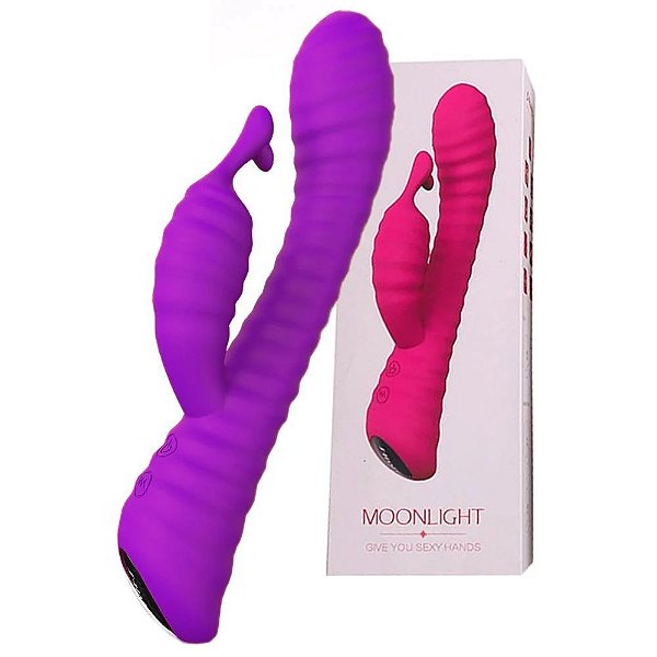 VIBRADOR COM ESTIMULADOR CLITORIANO - MOONLIGHT