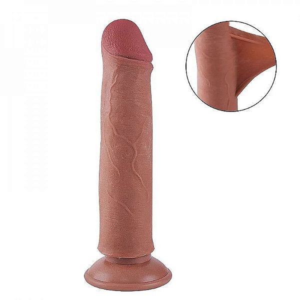 PÊNIS REALÍSTICO DUPLA CAMADA VENTOSA SEM ESCROTO 20X4,2CM 5446