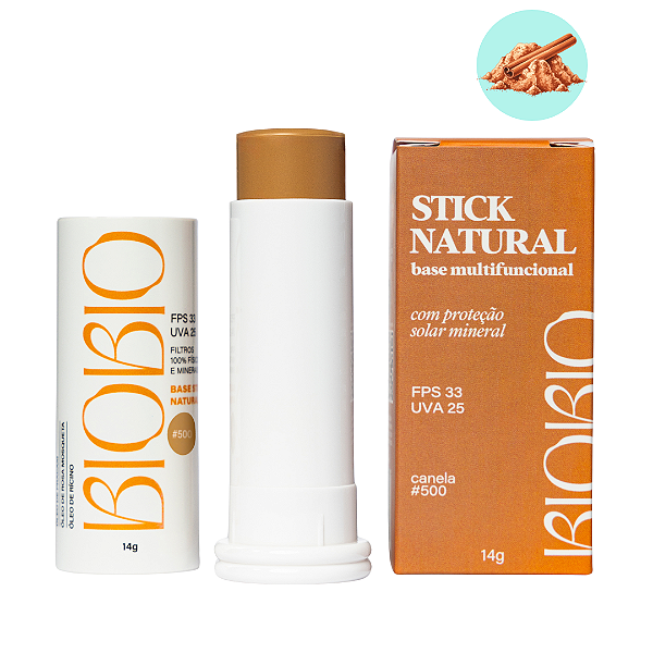 Base Multifuncional em Bastão com Proteção Solar FPS33 cor Canela #500 - BioBio