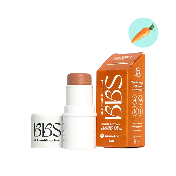 BBS 4X1 BioBio Blush, Batom e Sombra FPS 63 Cenoura Bronze 4,5g - BioBio