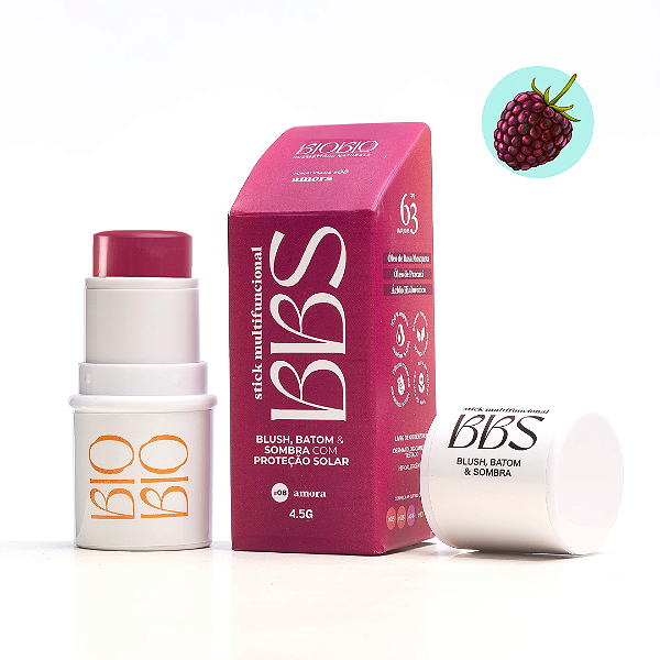 BBS 4X1 BioBio Blush, Batom e Sombra FPS 63 Amora 4,5g – BioBio