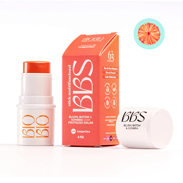BBS 4X1 BioBio Blush, Batom e Sombra FPS 63 Tangerina 4,5g – BioBio