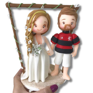 Noivinhos para Topo de Bolo Casamento na Praia 15cm