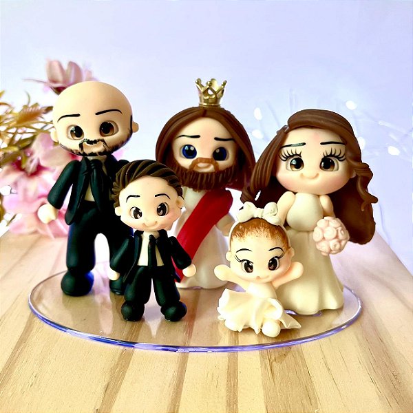 Noivinhos Semi-personalizados Jesus com Filhos 9cm