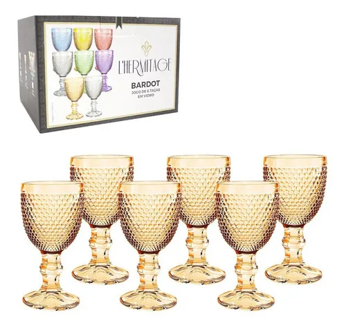 Jogo 6 Taças Vidro L'Hermitage Ambar 60ml Para Licor