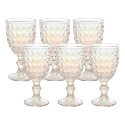 Jogo 6 Taça de Vidro Furta Cor Roman Rainbow para Água Transparente 345ml