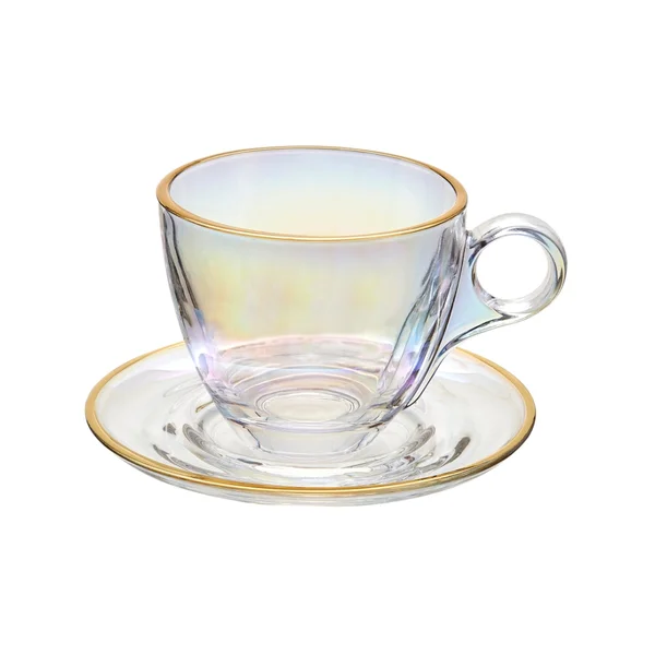 Jogo 4 Xicaras de Chá com 4 Pires Menfis Furta Cor e Dourado