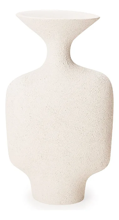 Vaso Em Poliresina Off White Geometrico