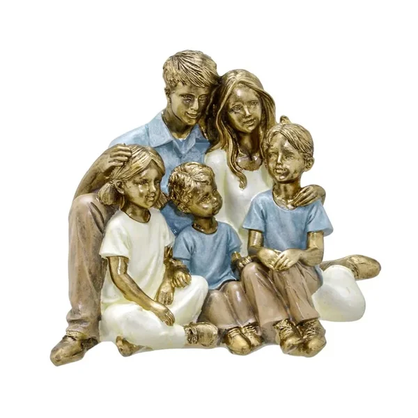 Escultura Decorativa Família Casal + 3 filhos
