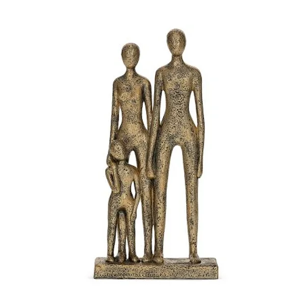 Escultura Família Dourada em Poliresina