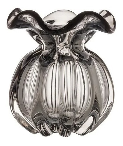 Vaso Murano De Vidro Italy Cinza