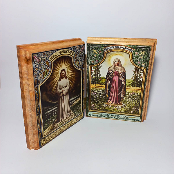 Díptico Nossa Senhora das Lágrimas e Jesus Manietado