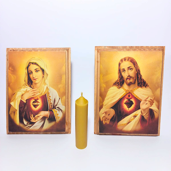 Kit Sagrados Corações + 1 vela