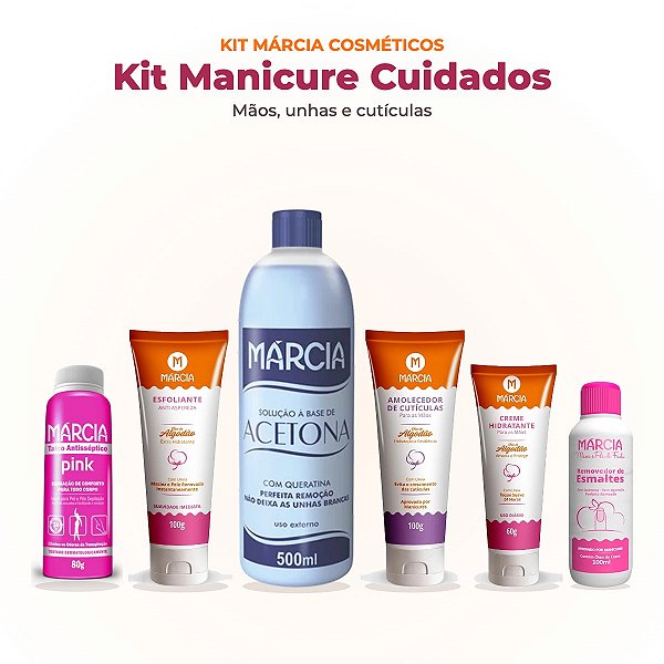 Kit Manicure Márcia: Acetona, Removedor de Esmalte, Amolecedor de Cutículas e Hidratante