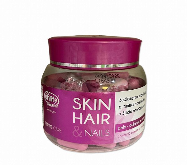 Skin Hair Nails Femme (Biotina e Silício) da Unilife  - 90 cápsulas