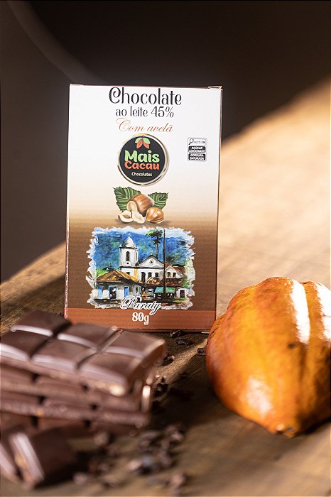 Chocolate ao leite 45% cacau com avelã