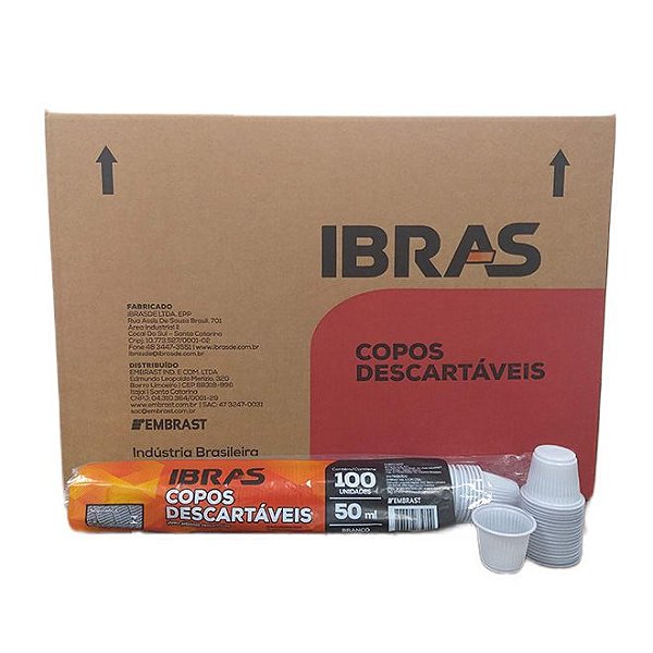 Copo Descartável Branco 50 ml - Ibras - Caixa com 5000 unidades