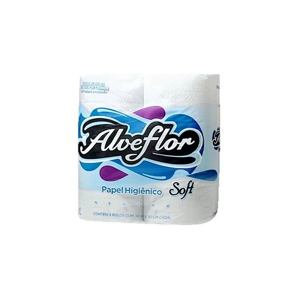 Papel Higiênico Folha Simples - Alveflor Soft - 30 M - FD 16 x 04 Unidades