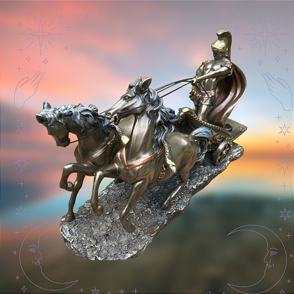 Estátua Biga Romana Gladiador Carruagem Cavalos - Veronese