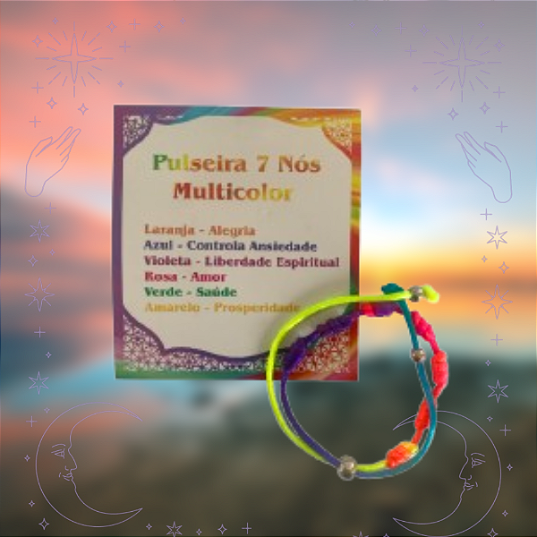 Pulseira Kabbalah 7 Nós Multicolor