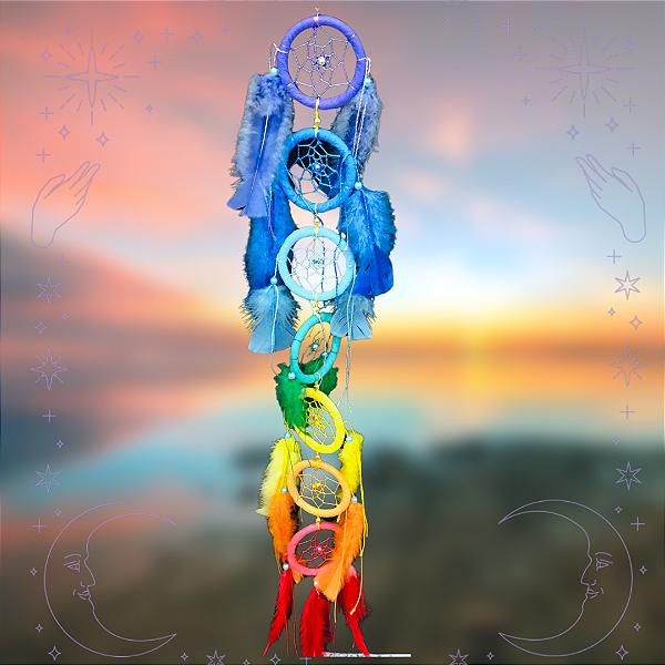 Filtro dos Sonhos 7 Chakras com 7 Círculos