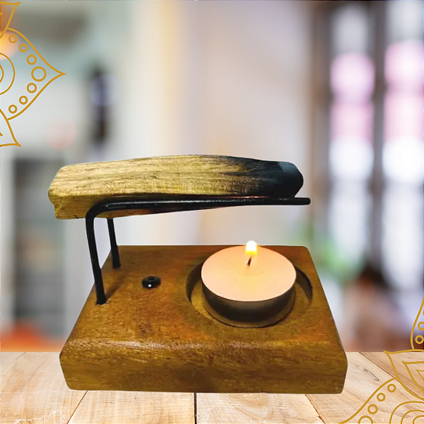 Incensário com Suporte para Palo Santo e Porta Velas