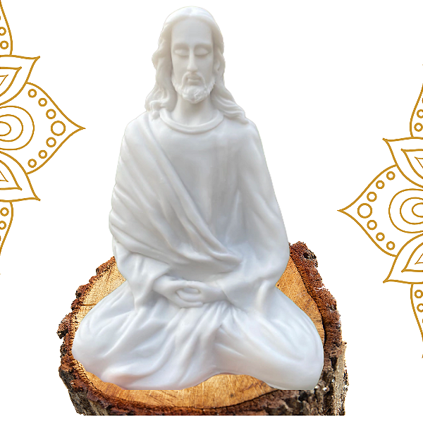 Estátua Jesus Meditando em Mármore Branco