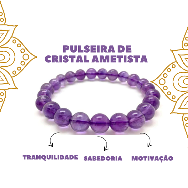 Pulseira de Pedra Ametista Violeta 18cm