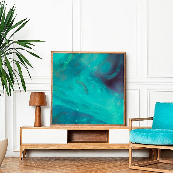 Quadro FineArt Abstrato Fluidez em Tons Azuis