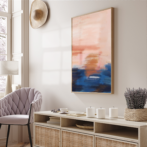 Quadro FineArt Abstrato com Tons Quentes e Frios