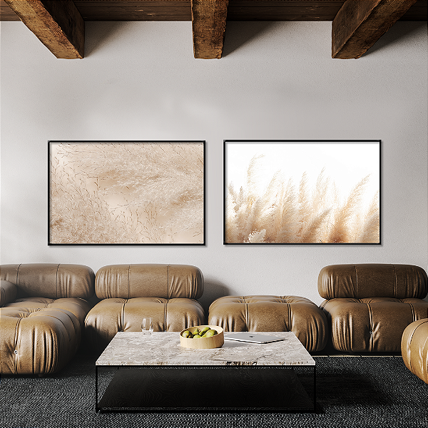 Conjunto com 2 quadros FineArt Abstrato de Cortaderia Selloana