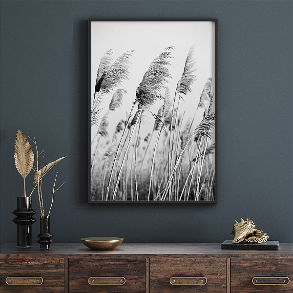 Quadro FineArt Flor Junco em Preto e Branco