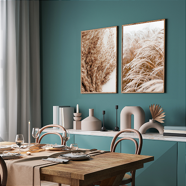 Conjunto com 2 Quadros FineArt Flor Cortaderia Selloana