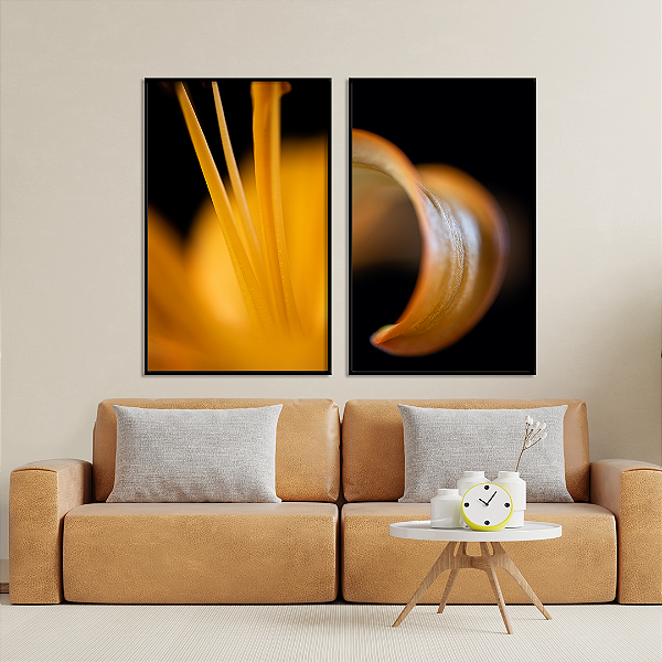 Conjunto com 2 Quadros FineArt Flor Amarela